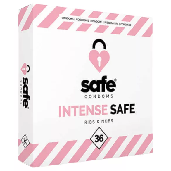 SAFE - Preservativo stimolante con rilievi e punti - 36 pezzi
