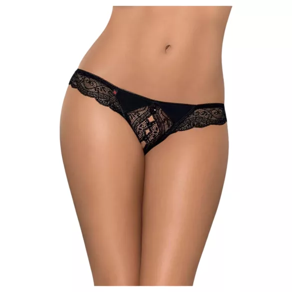 Obsessive Miamor - tanga donna aperta con strass - pizzo nero - XXL