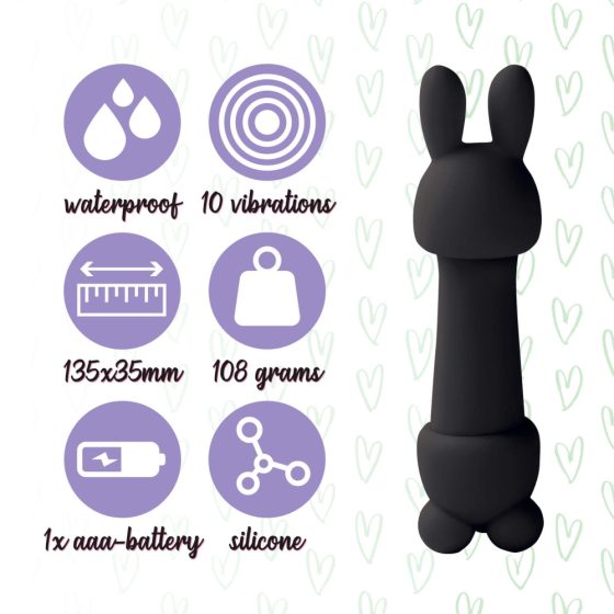 FEELZTOYS Mister Bunny - Set di mini vibratori massaggiatori impermeabili (nero)