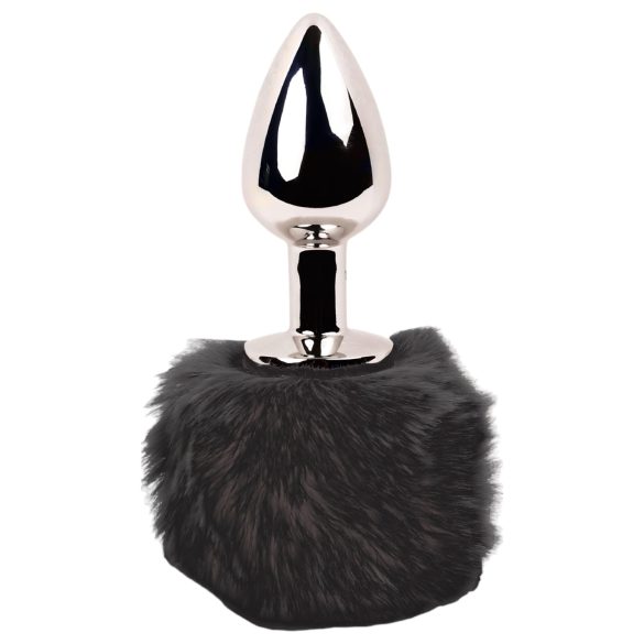 / FEELZTOYS Bunny Tails - plug anale in metallo con coda da coniglio (argento-nero)