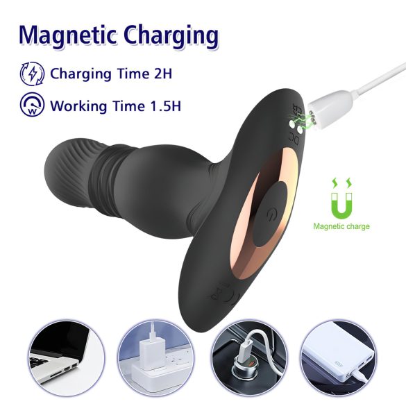 Aixiasia Roy - vibratore anale spingente ricaricabile wireless - nero