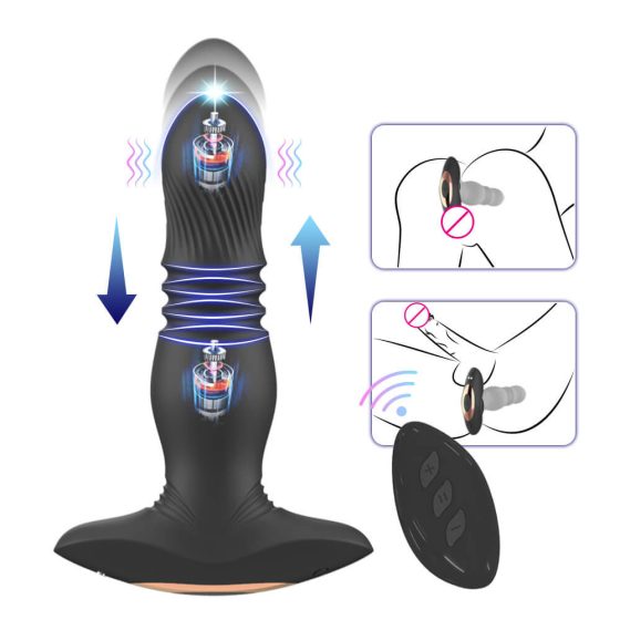 Vibratore anale nero con movimento pulsante e radiocontrollo Aixiasia Roy