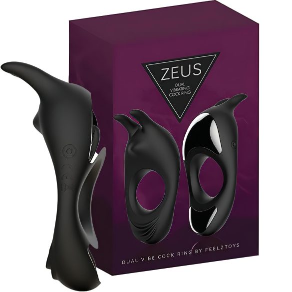 FEELZTOYS Zeus - anello vibrante ricaricabile per il piacere maschile (nero)