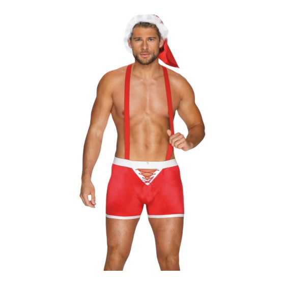 Costume Sexy di Babbo Natale per Uomini - Set di Travestimento Composto da Boxer e Cappello (2 pezzi) - Rosso