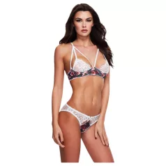Baci - Set reggiseno floreale con pizzo + slip aperto - M/L