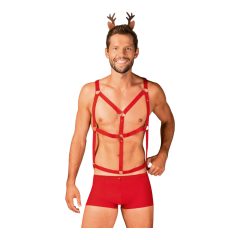   Costume di Renna Seducente per Uomo Obsessive Mr Reindy - Set di 3 Pezzi Colore Rosso