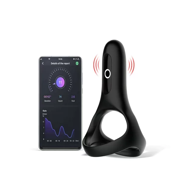 Magic Motion Rise - Anello vibrante per pene con controllo tramite app, per uomini (nero)