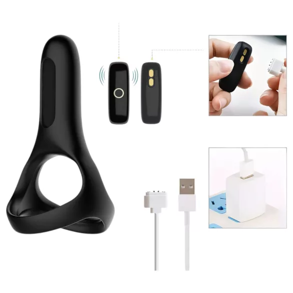 Magic Motion Rise - Anello vibrante per pene con controllo tramite app, per uomini (nero)