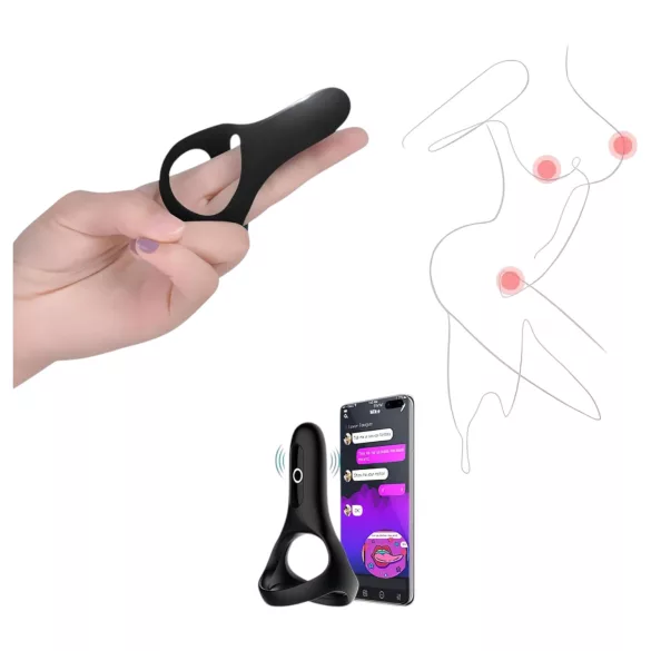 Magic Motion Rise - Anello vibrante per pene con controllo tramite app, per uomini (nero)