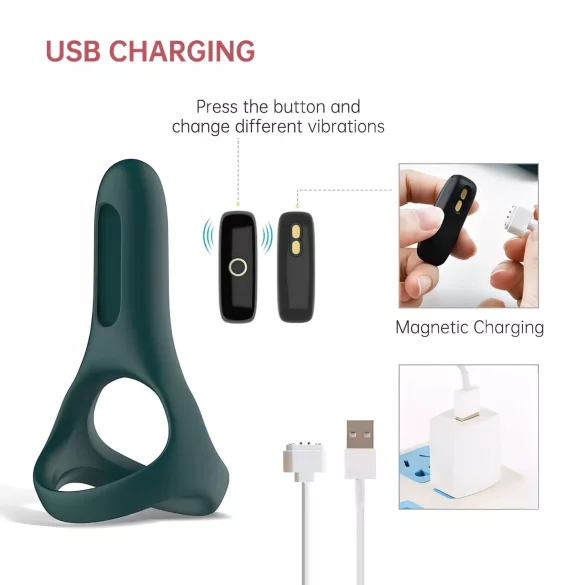 Magic Motion Rise - Anello vibrante per pene con controllo tramite app, per uomini (verde)