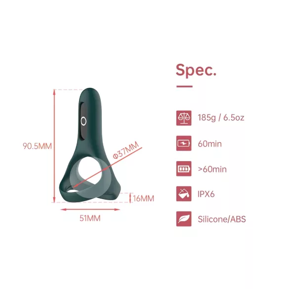 Magic Motion Rise - Anello vibrante per pene con controllo tramite app, per uomini (verde)