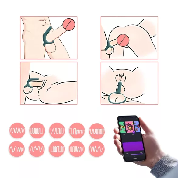 Magic Motion Rise - anello fallico vibrante ricaricabile smart - silicone verde