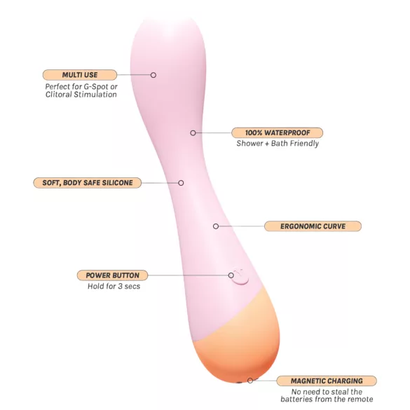 Vush Peachy G-Spot - vibratore punto G ricaricabile - silicone rosa