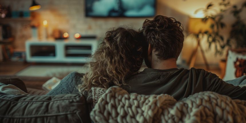 Coppia che guarda insieme un film erotico - lovesexshop.it sex shop